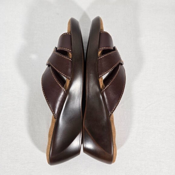 Y2K Vintage WALKING CRADLES Brown Leather Strappy Wedge Heels Sandals Size 8B. - Picture 11 of 17